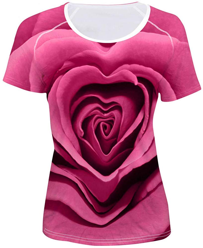 Women' Girl's T Shirt with Animl Cat Dog Print Pink