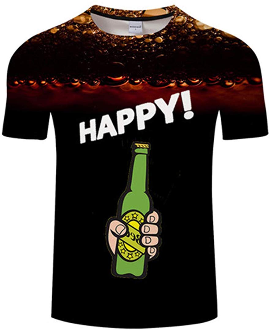 Summer Men's Clothing O Neck Clock Jacket Beer Short Sleeved 3D T Shirt Large Size 5XL Txkh3044