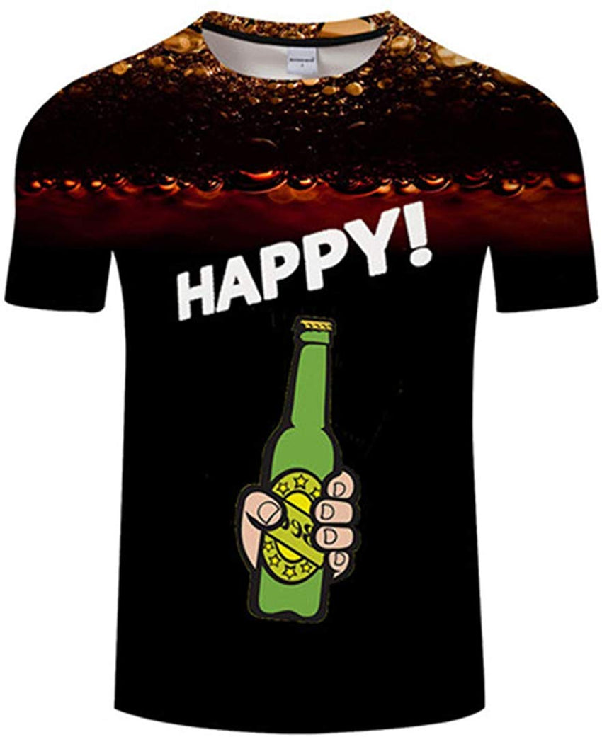 Summer Men's Clothing O Neck Clock Jacket Beer Short Sleeved 3D T Shirt Large Size 5XL Txkh3044