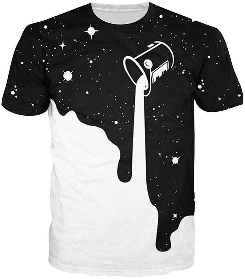 Mens T Shirts 3D Graphics Print Short Sleeve Funny Summer T Shirts Milk