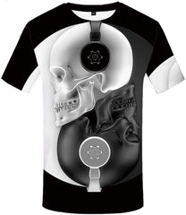 Unisex 3D Shirts for Men Skull USA Shirt Ugly Pattern Short Sleeve Top Tee Yin Yang T Shirt