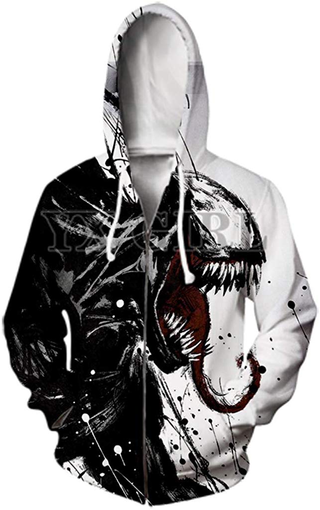 3D Unisex 3D Printed Spiderman Venom Villain Skull T shirt Funny Turtle Zip