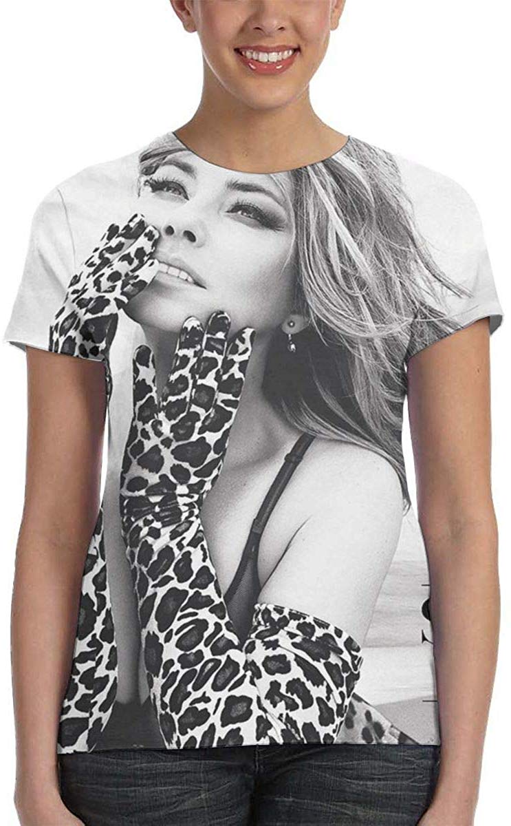 NancyA Women's Shania Twain Now Design 3D Printed Short Sleeve Tshirts Black Nature