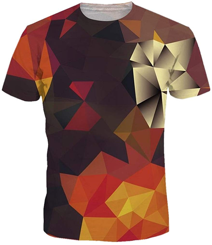 Summer Fashion Women Men Printed Short Sleeve Tee Tops T Shirts Color Blocks