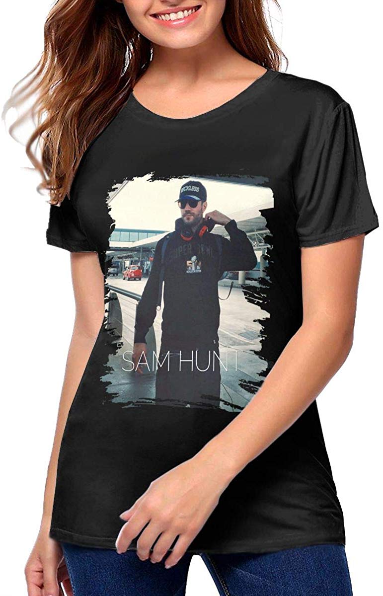 Woman 3D Print Sam Hunt Short Sleeve Tops Tee Ladies Summer Casual Shirt Black