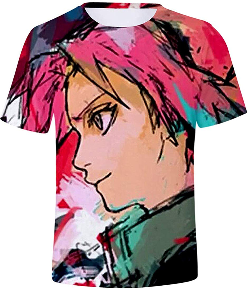 Unisex Novelty Tee Tops 3D Printed with The Japanese Anime Naruto T Shirts for Men Women Pink Hair