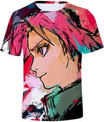 Unisex Novelty Tee Tops 3D Printed with The Japanese Anime Naruto T Shirts for Men Women Pink Hair
