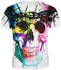 Velynce Unisex Thin Shirts Stylish 3D Digital Printed Lion Skull Casual Personality T Shirts Couple Clothing Skulls #33