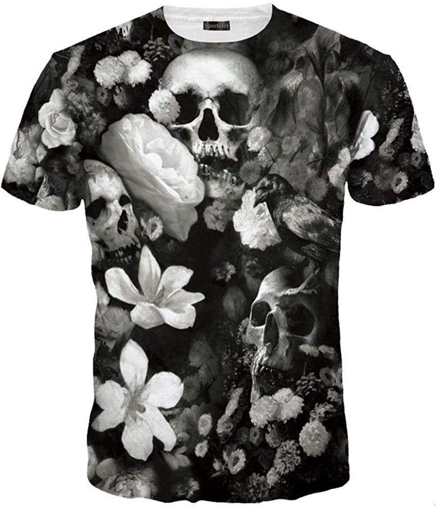 Unisex Men Women Realistic 3D Digital Print Couples Short Sleeve T Shirts Casual Tees LYT091 Lyt128 black