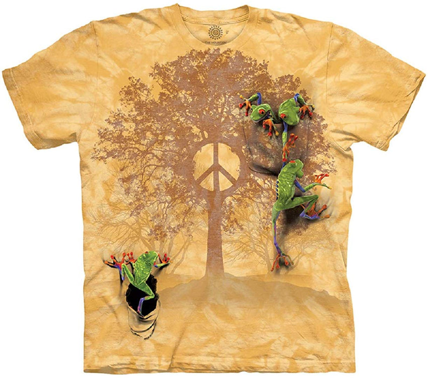 Peace Tree Frog T Shirt Men&rsquo;s Short Sleeve Yellow