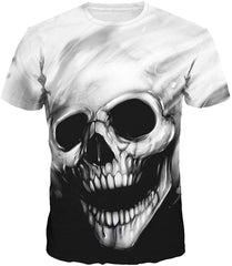Velynce Unisex Thin Shirts Stylish 3D Digital Printed Lion Skull Casual Personality T Shirts Couple Clothing Skull #2