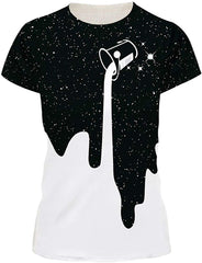 Women's 3D Print T Shirt Graphic Tee Novelty Casual Crew Neck 3 White Painting 1