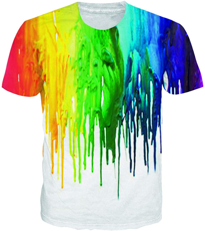Unisex 3D Printed Pattern Short Sleeve T Sleeve Cool Graphic Tees Top White paint