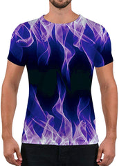 Unisex Fashion 3D Print T Shirts Funny Graphics Pattern Crewneck Short Sleeve Tees for Mens Womens Purple Flame
