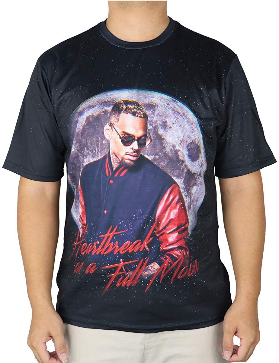 Chris Brown Men's 3D Pattern Printed T Shirts Mens Graphics Tee Tops Black