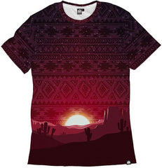 Men's Casual Short Sleeve Vibrant Tee Shirts Aztec Sunset