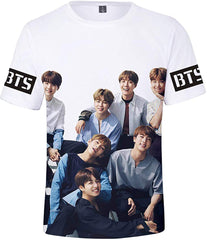 Women's Novelty T Shirts Kpop BTS Tee Tops Bangtan Boys 3D Printed Shirts J Hope RM Jimin V Jung Kook Team White