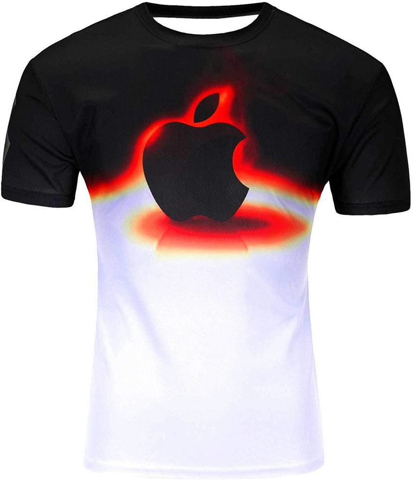 Men's Fashion 3D Print Hip Hop Style T Shirts Cool Creative Imagination Tee Apple