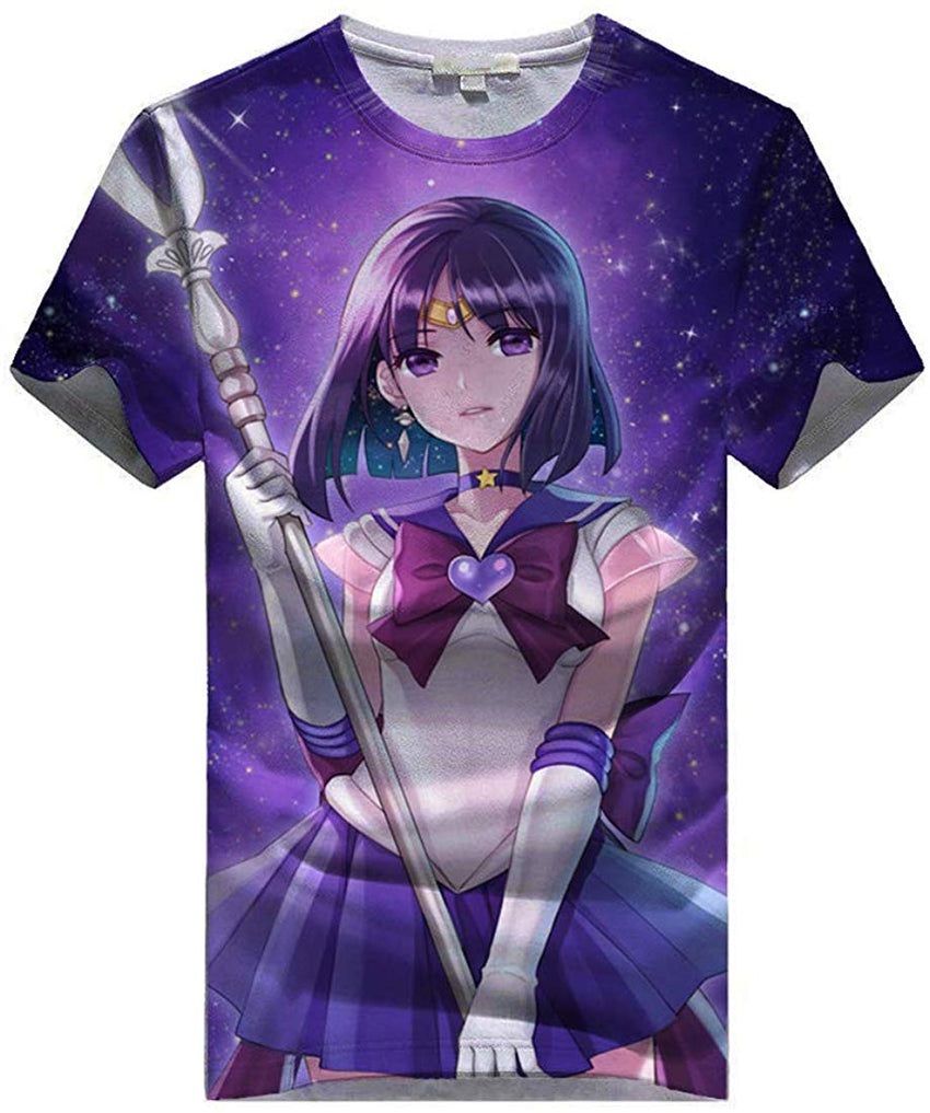 Women Sailor Moon 3D Graphic T Shirt Casual Top Sailor Saturn1