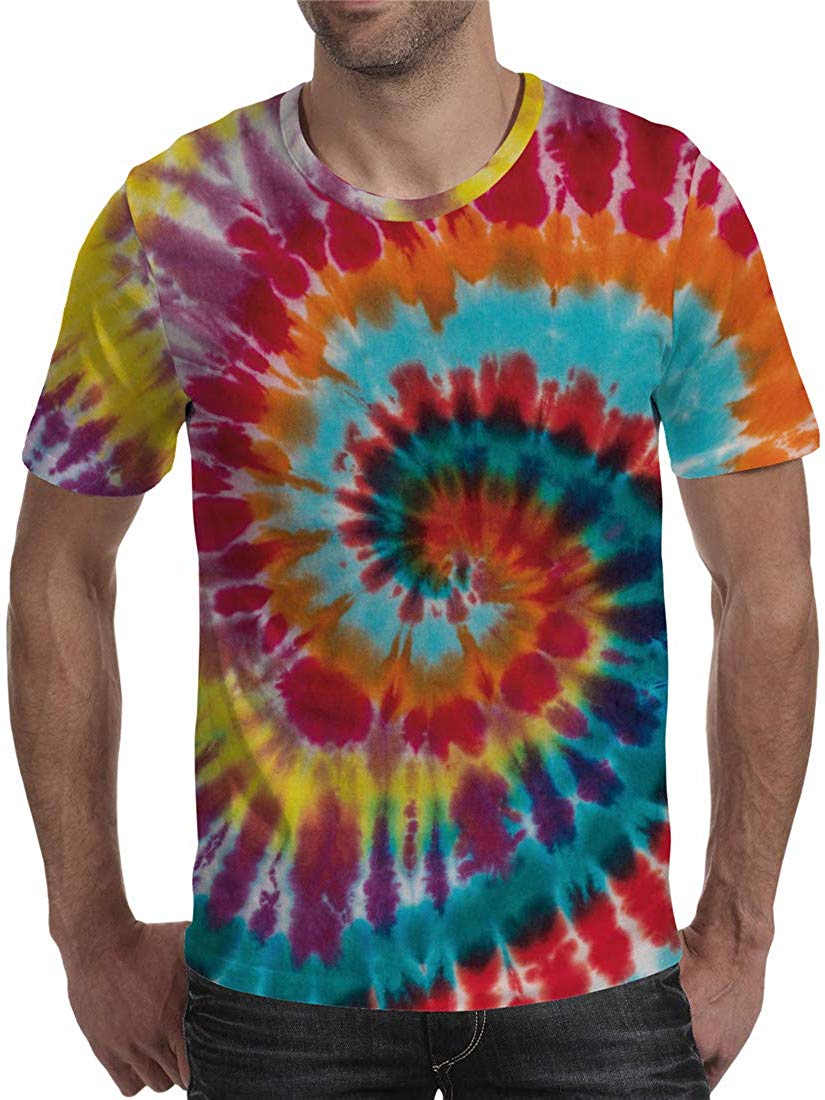 Unisex 3D Printed Tie Dye Creative Funny Summer Casual Short Sleeve T Shirts Tees T03759