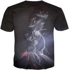 Unisex Flash Casual T Shirt Lightening 3D Printed Cool Crew Neck Parkour Tees Volcano