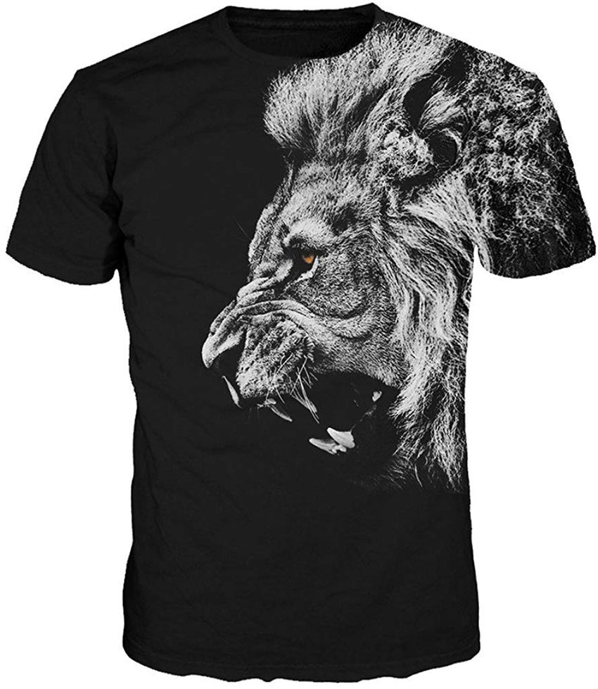 Unisex 3D Cartoon Printed T Shirt Short Sleeve Funny Couple Tees Black