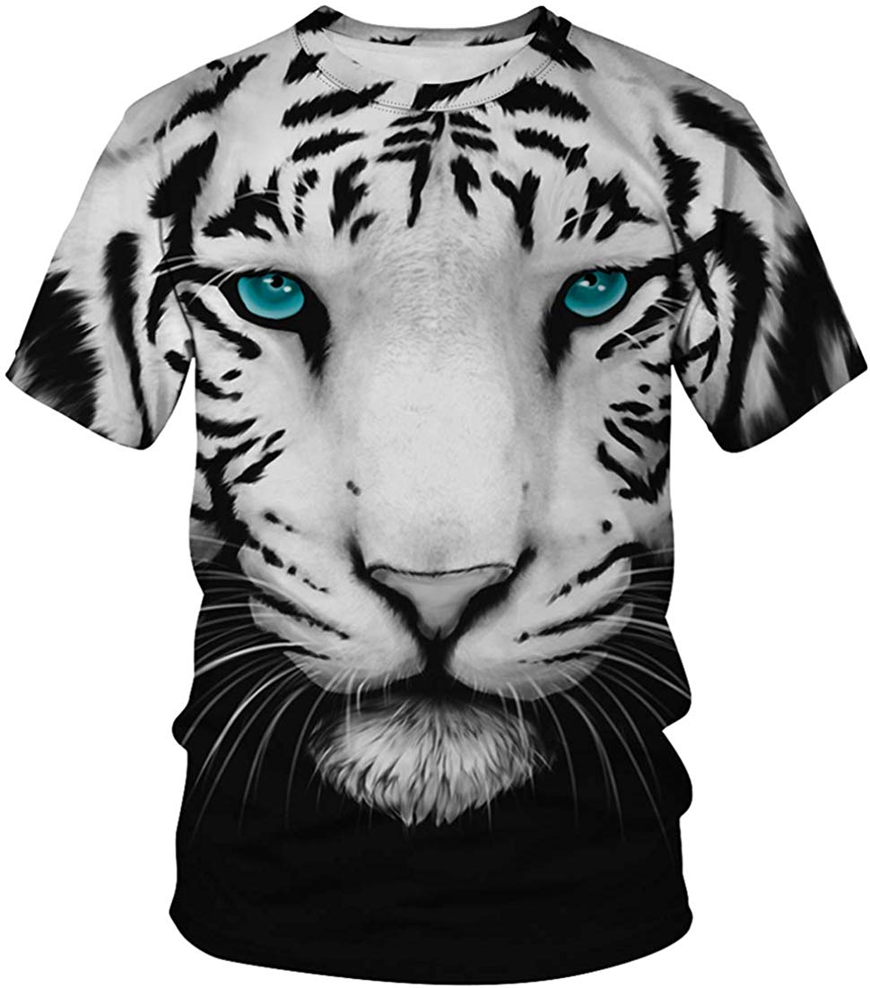 Unisex T Shirt 3D Pattern Print Novelty Short Sleeve Sports Fitness Summer Tee 002eye Tiger b