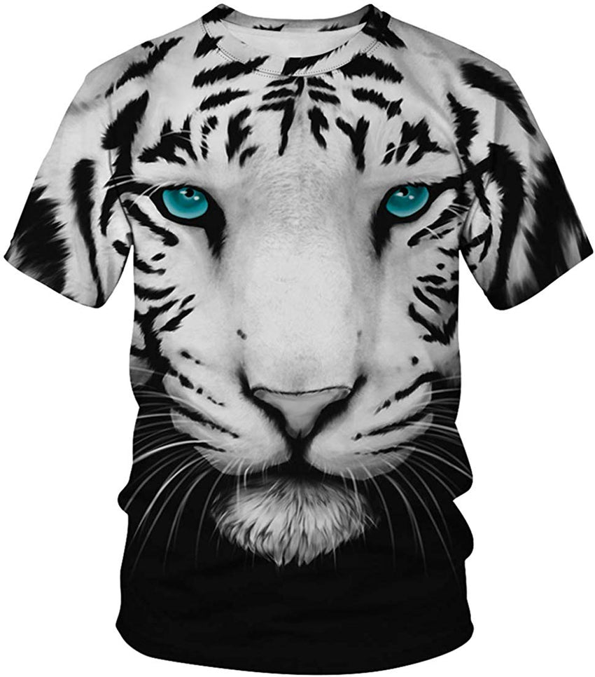 Unisex T Shirt 3D Pattern Print Novelty Short Sleeve Sports Fitness Summer Tee 002eye Tiger b