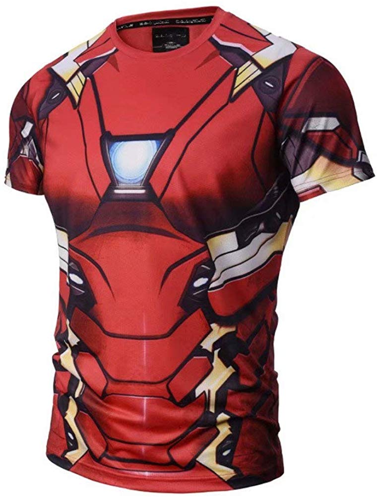 Mens Sport Compression Shirt Men Fit Tight Bodybuilding T Shirts Tops Color B