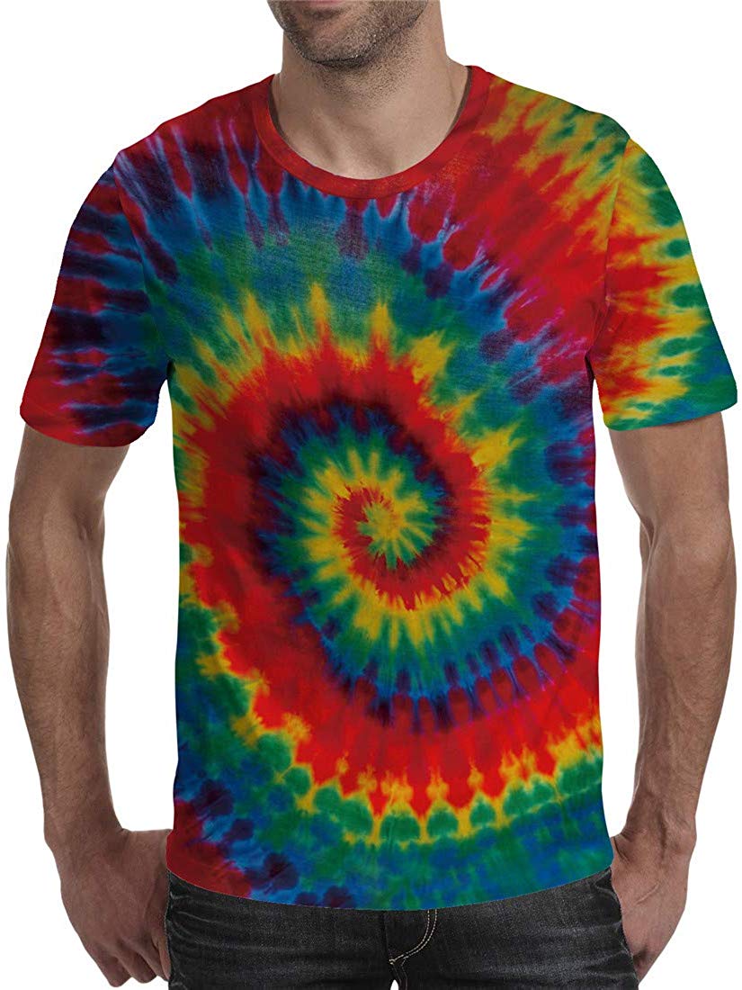 Unisex 3D Printed Tie Dye Creative Funny Summer Casual Short Sleeve T Shirts Tees T03736