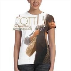 NancyA Womens Jill Scott The Real Thing Words & Sounds Vol 3 Design 3D Printed Short Sleeve T Shirts Black Nature