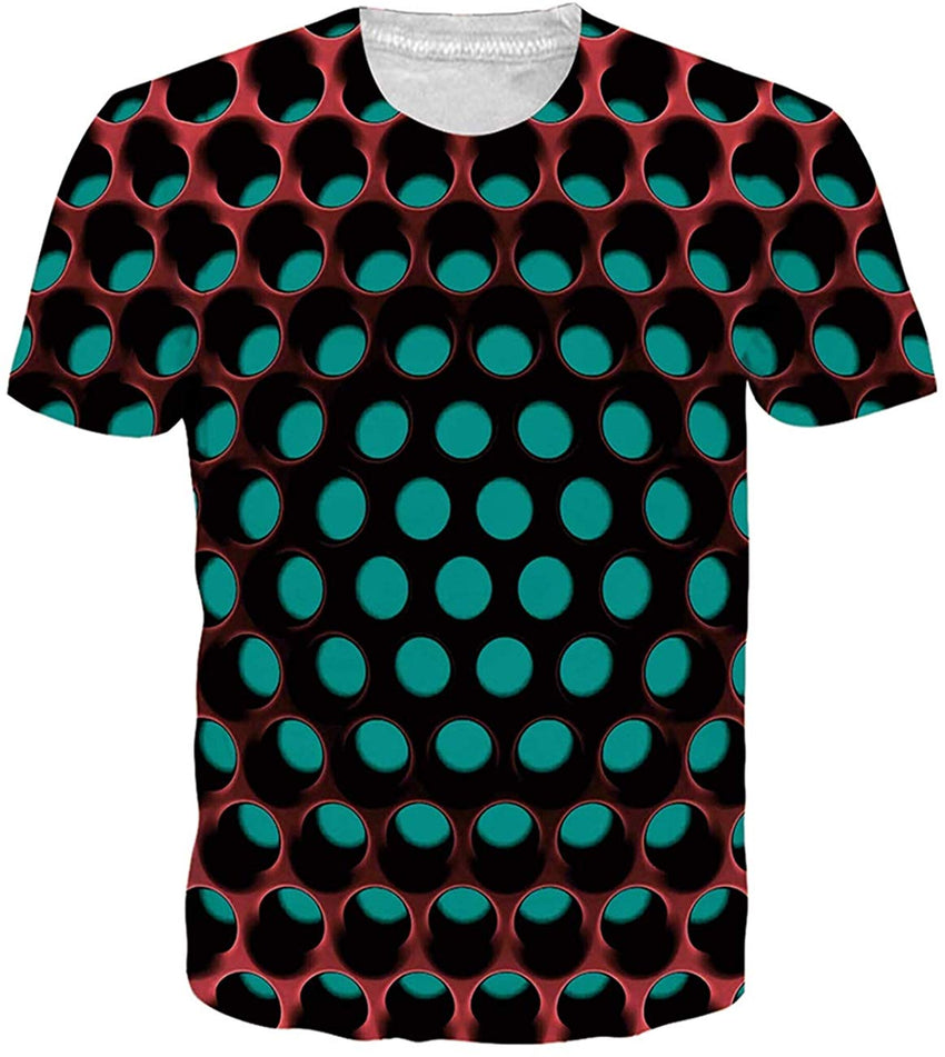 Men Women 3D Novelty Graphic T Shirts Short Sleeve Crewneck Tie Dye Tee Tops for Casual Hole