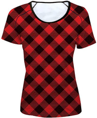 Women' Girl's T Shirt with Animl Cat Dog Print Checked