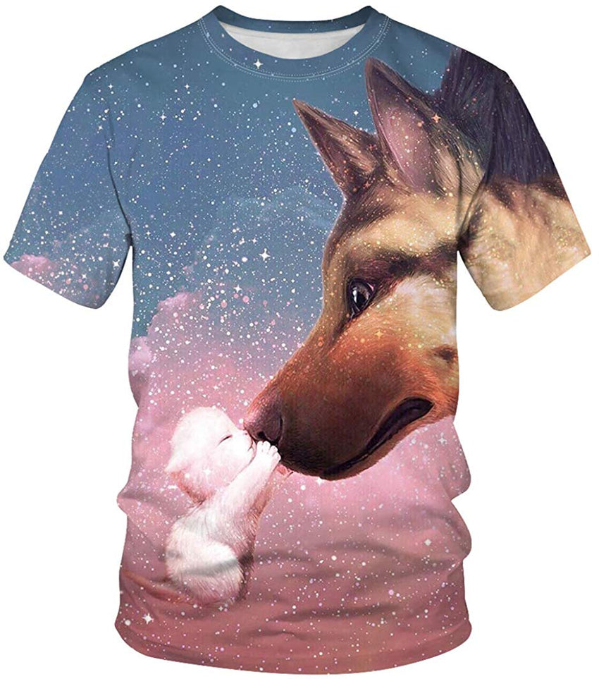 Unisex Men Women Stylish 3D Printed Graphic Short Sleeve T Shirts Tops Cute Cat