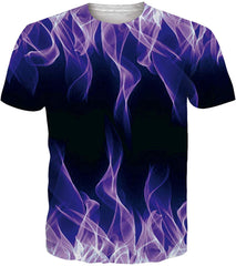 Unisex Casual 3D Print Animal Short Sleeve T Shirt Graphic Tees Purple Fire