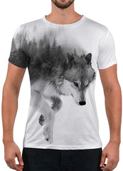 Unisex Fashion 3D Print T Shirts Funny Graphics Pattern Crewneck Short Sleeve Tees for Mens Womens Wolf3white