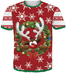 Unisex Short Sleeve T Shirts 3D Novelty Print Casual Funny Graphic Tees S 3XL Christmas Elf