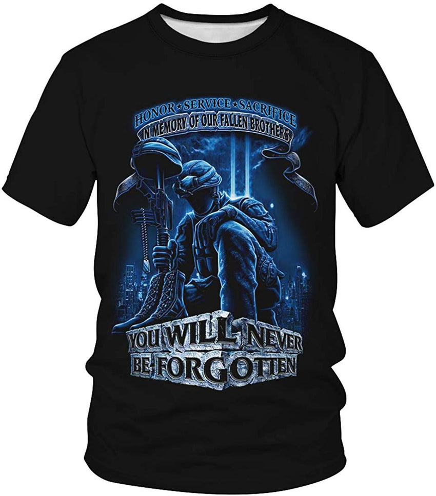 Men's T shirt Casual Tee 3D Unisex Digital Print Graphic Short Sleeves Blue 1