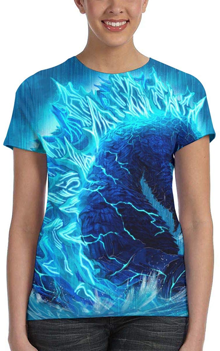 Womens God Zilla 2 King of Monsters 3D Printed Short Sleeves Shirt Godzi33