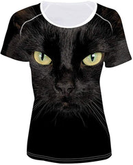 Women' Girl's T Shirt with Animl Cat Dog Print Black Cat