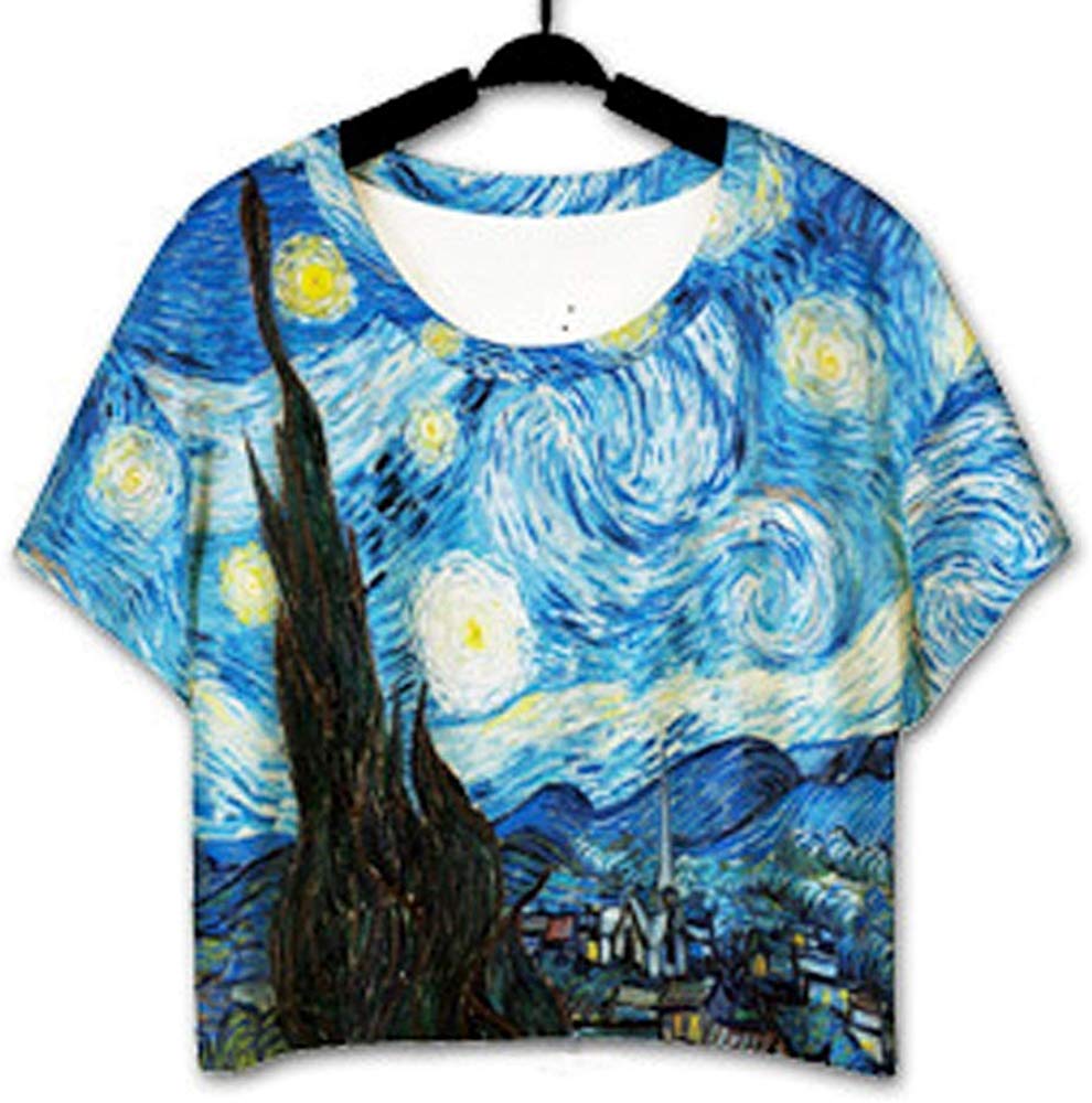 Women's Summer 3D Digital Printed Baggy Bat Casual T Shirt Starry3