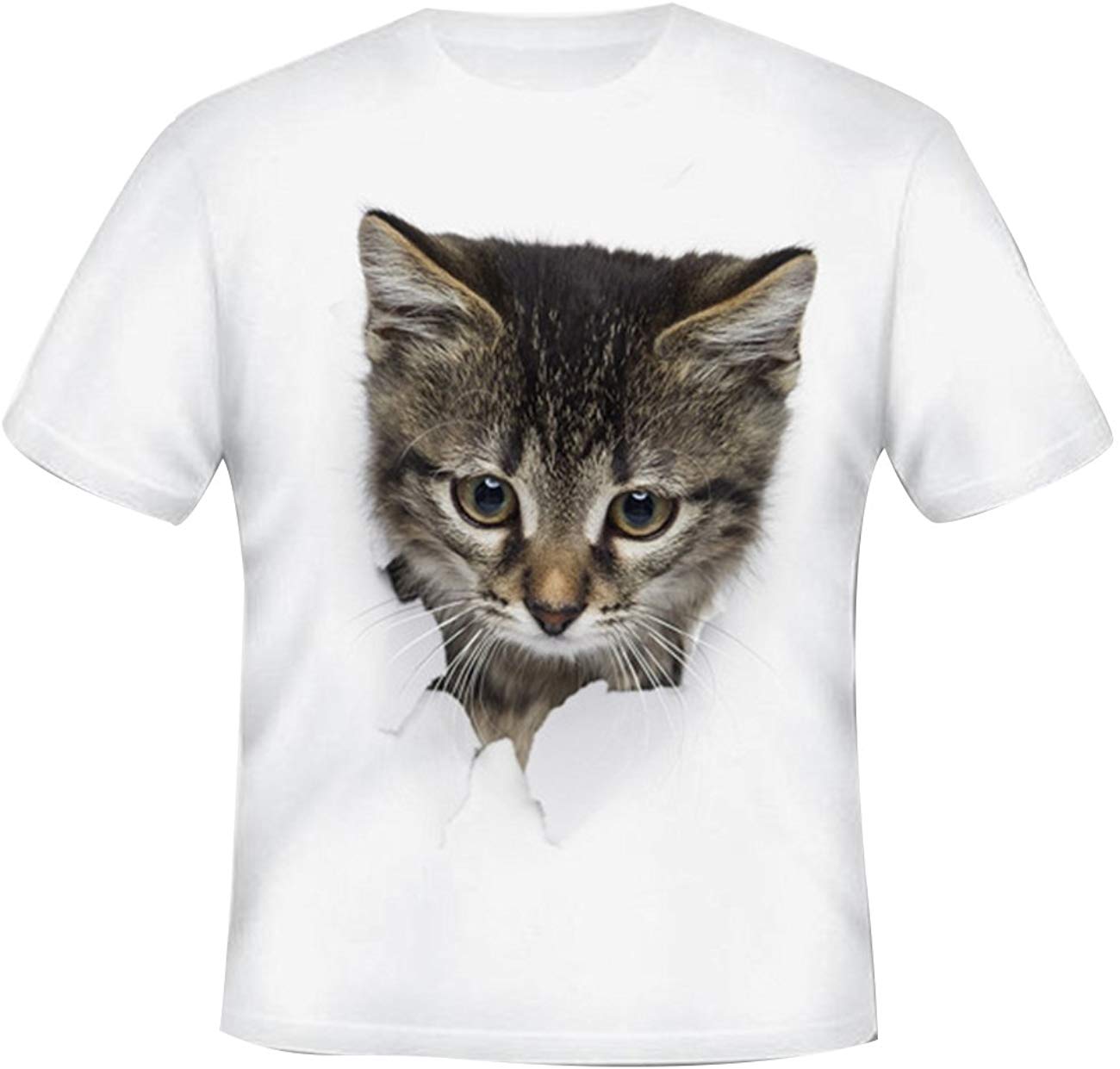 Women's and Men's Summer Cat Printed T Shirts 3D Cat Cute Valentine Tee Shirts Graphic Family T Shirts Tops Kids White 2