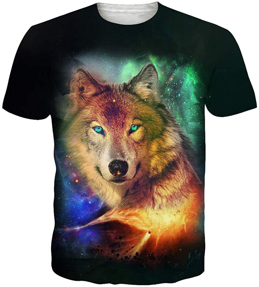 Unisex Short Sleeve 3D Digital Printed Personalized T Shirts Tees Wolf