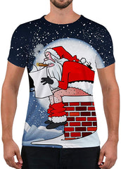 Unisex Fashion 3D Print T Shirts Funny Graphics Pattern Crewneck Short Sleeve Tees for Mens Womens Santa Claus