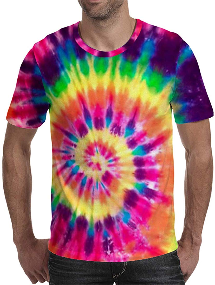 Unisex 3D Printed Tie Dye Creative Funny Summer Casual Short Sleeve T Shirts Tees T03208