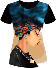 Women's T Shirts Black History Month Afro Word Art Natural Hair Styles 3D Print Casual Tops for Women Tees Black