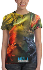 Womens God Zilla 2 King of Monsters 3D Printed Short Sleeves Shirt Godzi12