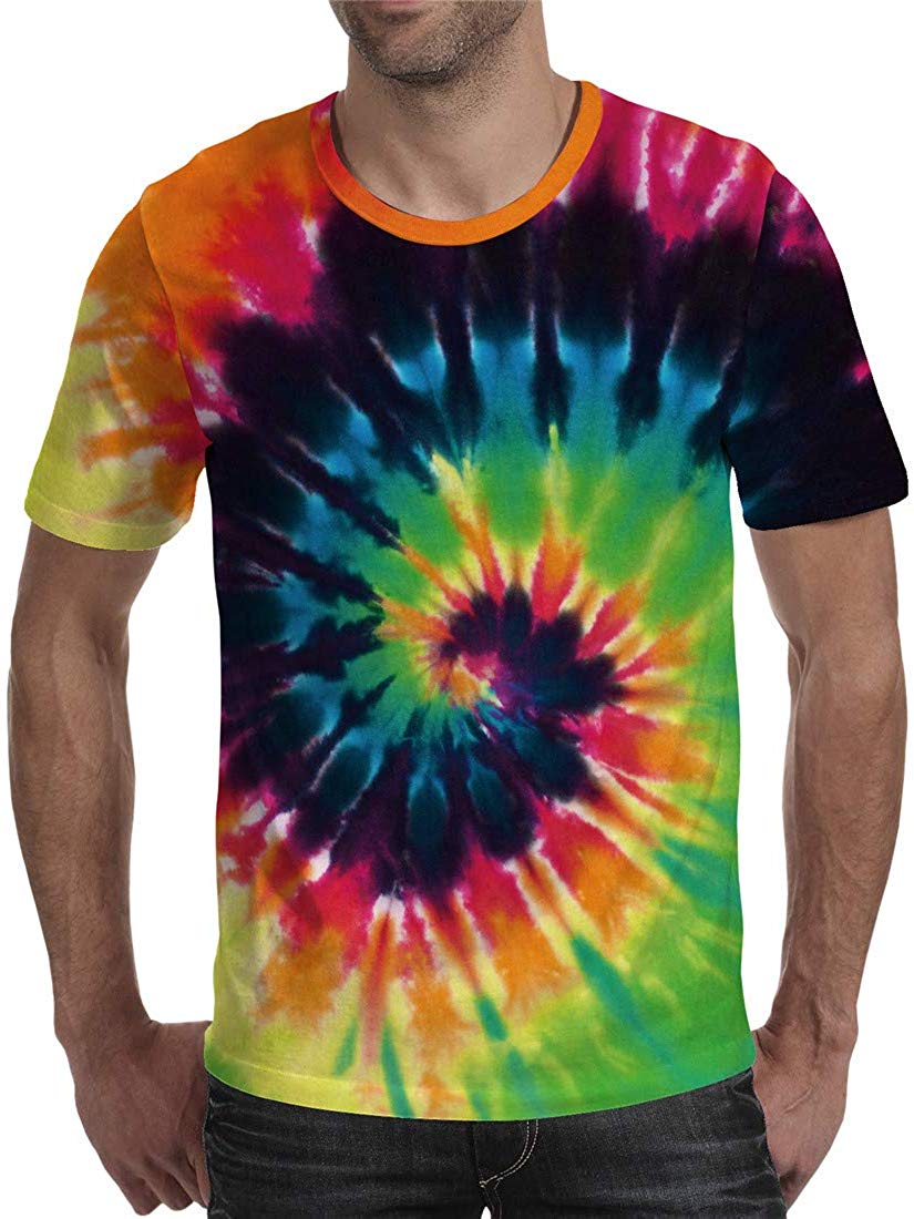 Unisex 3D Printed Tie Dye Creative Funny Summer Casual Short Sleeve T Shirts Tees T03739