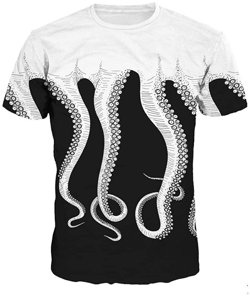 Sanatty Unisex Womens Mens Summer T Shirts Graphic 3D Galaxy T Shirts Tops Couple Tees Octopus