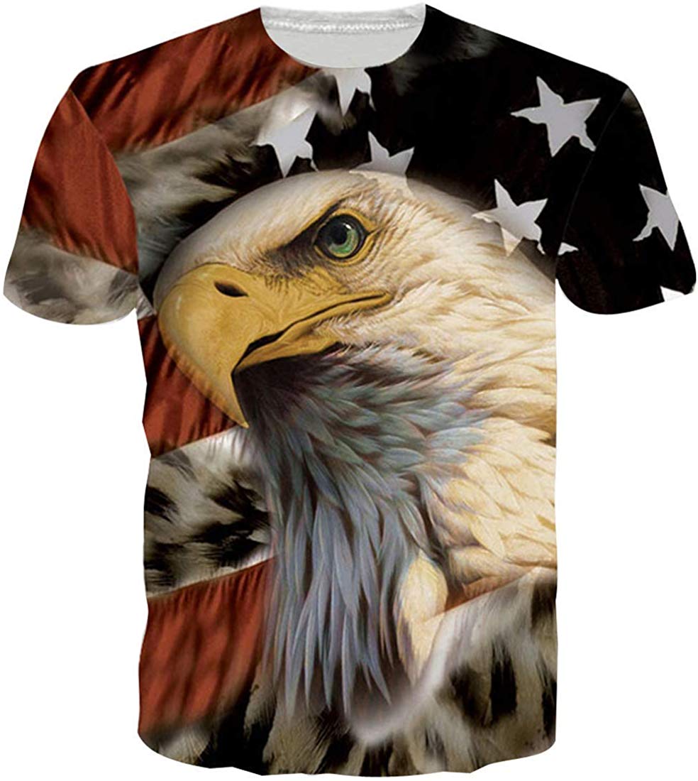 Unisex Short Sleeve T Shirts 3D Novelty Print Casual Funny Graphic Tees S 3XL Flag 3